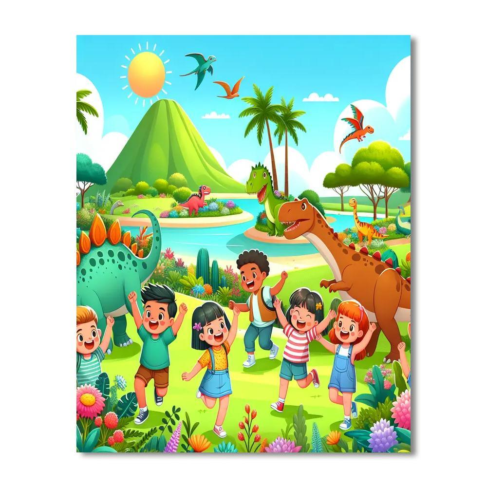 Adventures On Dinosaur Island Paint By Numbers