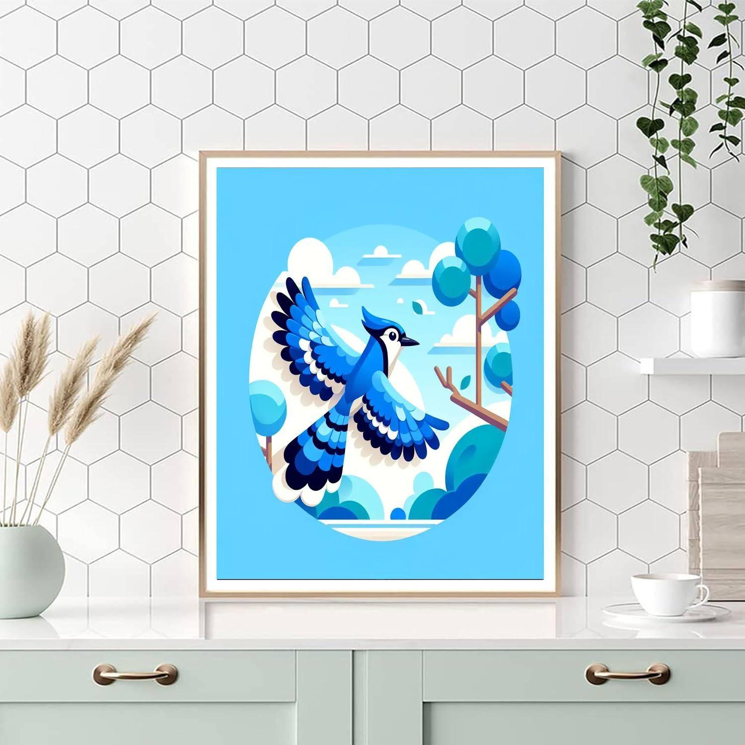 Brilliant Blue Jay Numbered Painting Kits