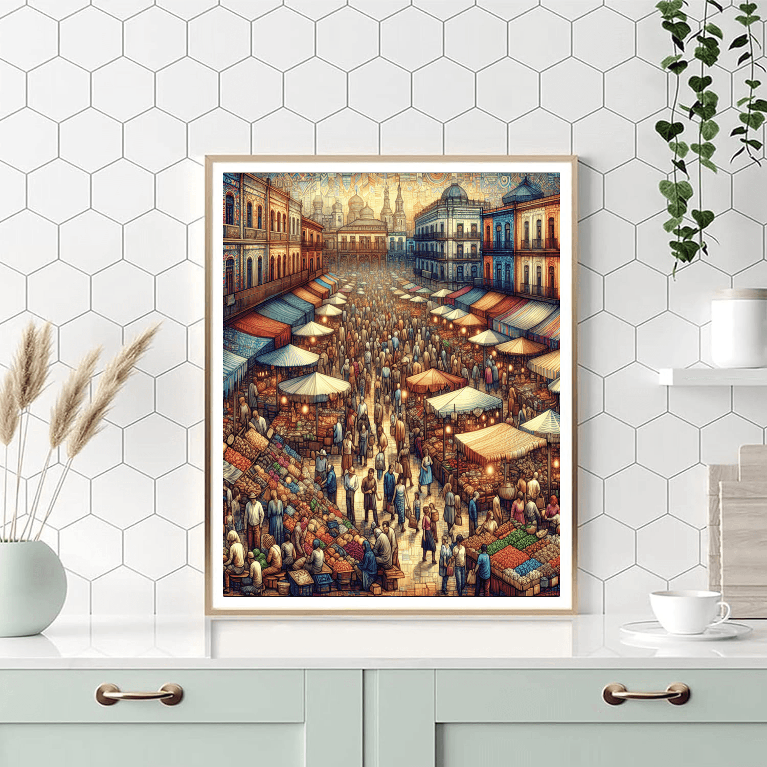 Classic European Marketplace Painting By Numbers Kit