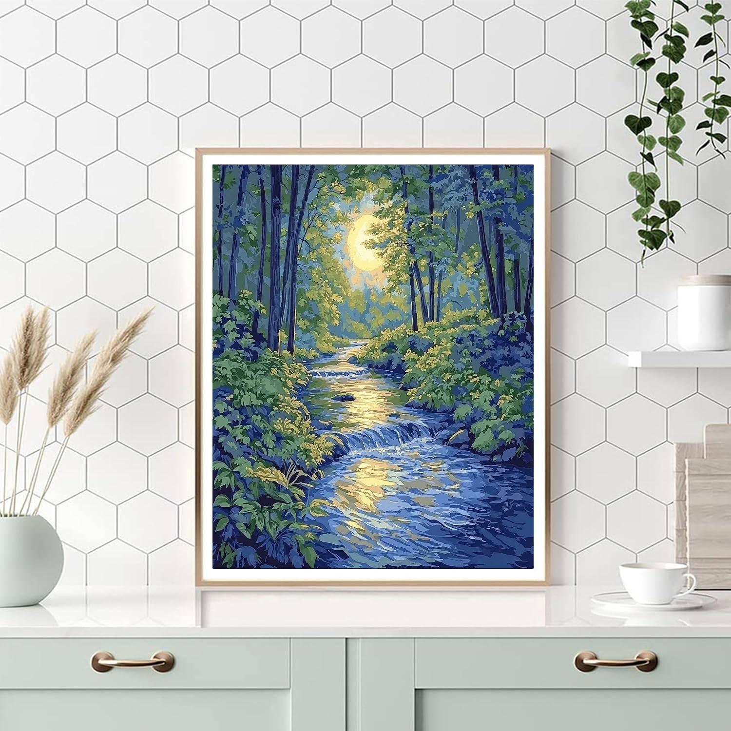 Hiroshige Inspired Whispers Of The Moonlit Stream  Paint By Color