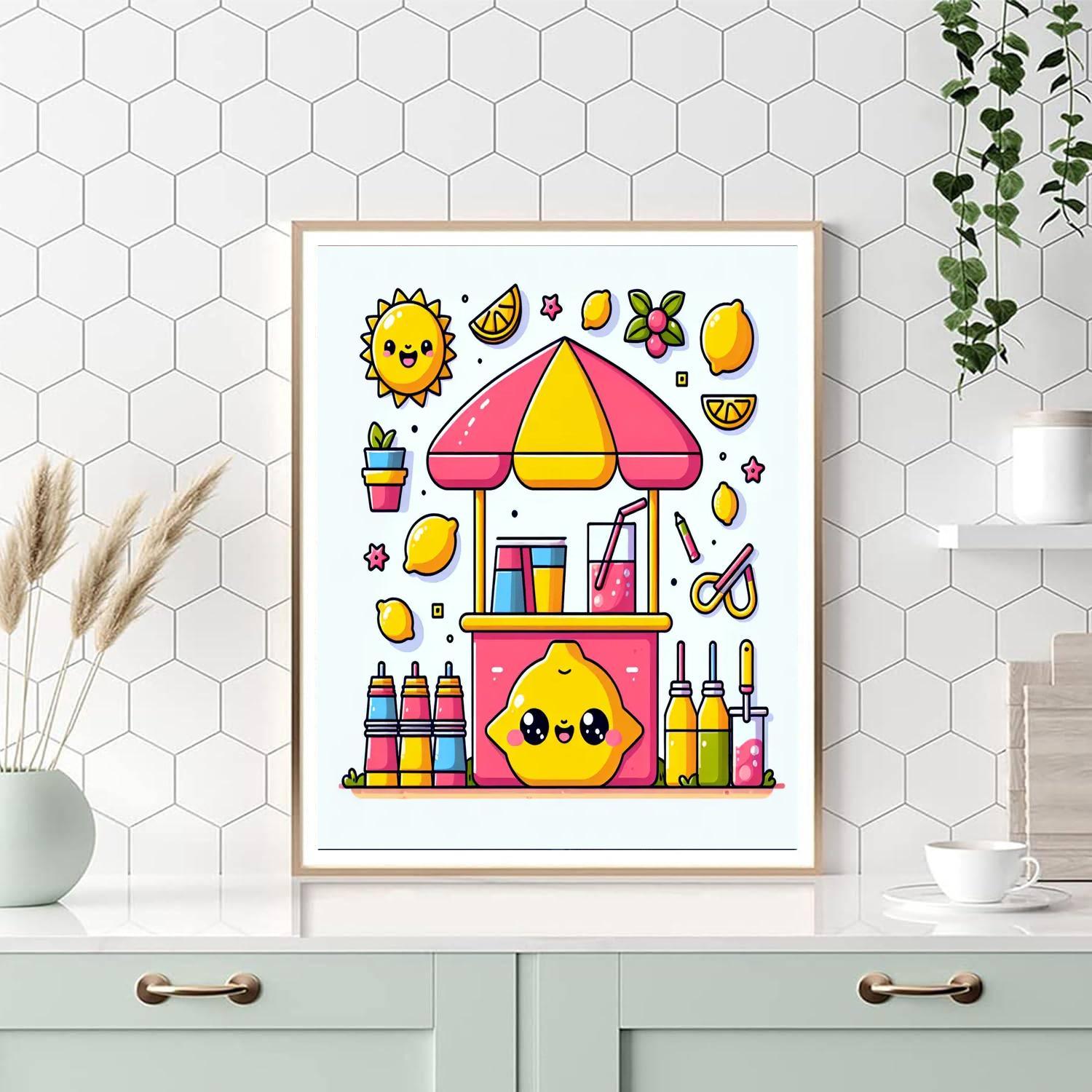 Bubbly Lemonade Stand DIY Paint By Numbers