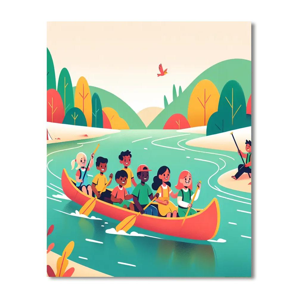 Riverside Canoe Adventure Paint By Numbers Art