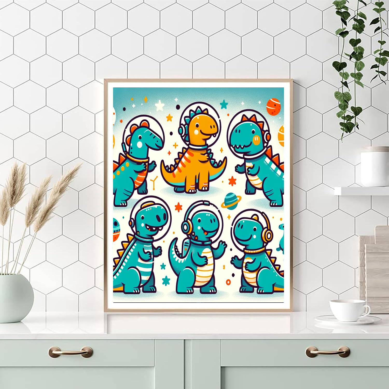 Space Dinosaur Explorers Paint By Numbers Art