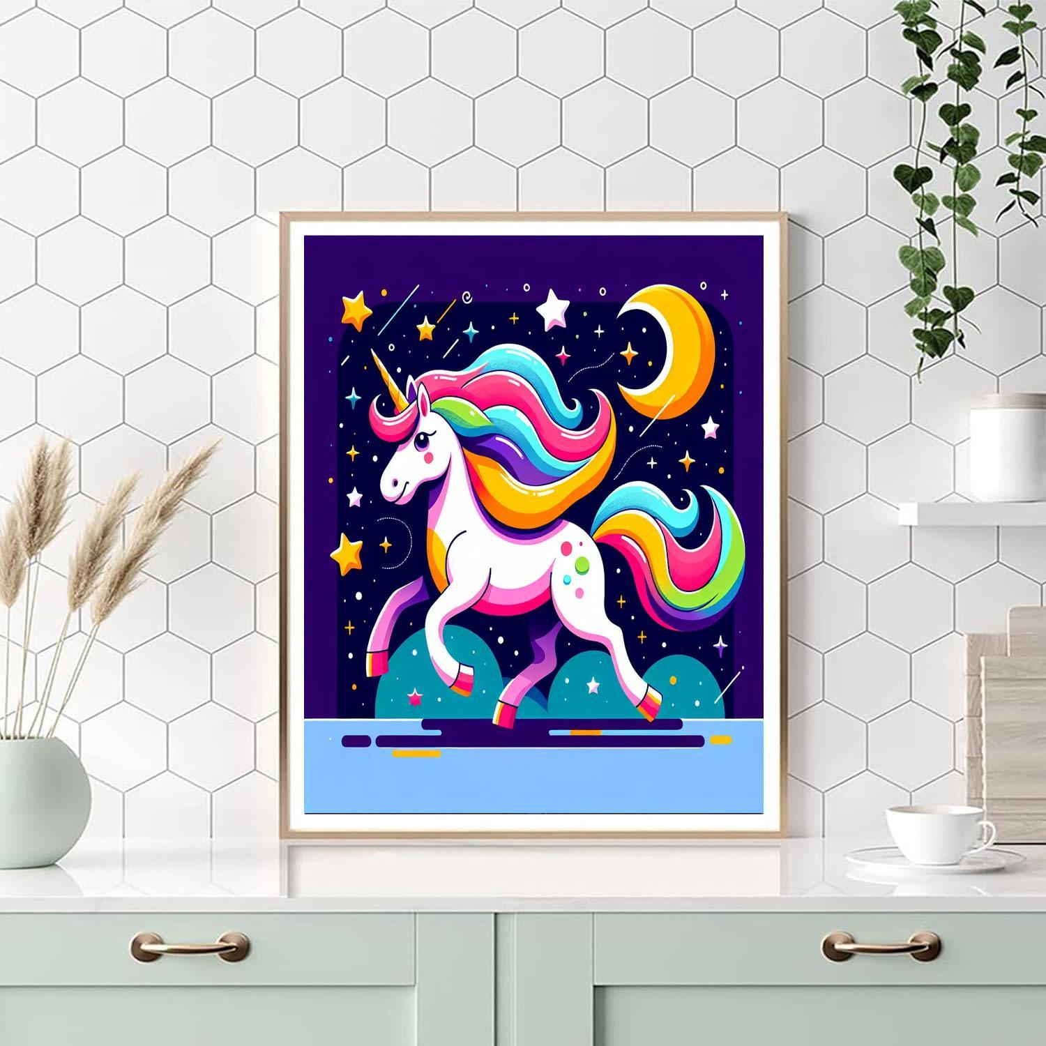 Starry Night Unicorn Ride Painting Number Kit