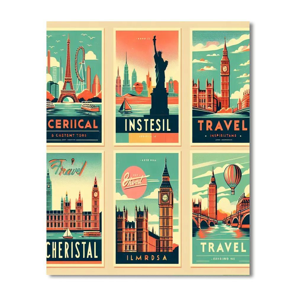 Inspiring Vintage Travel Posters Numbered Painting Kits