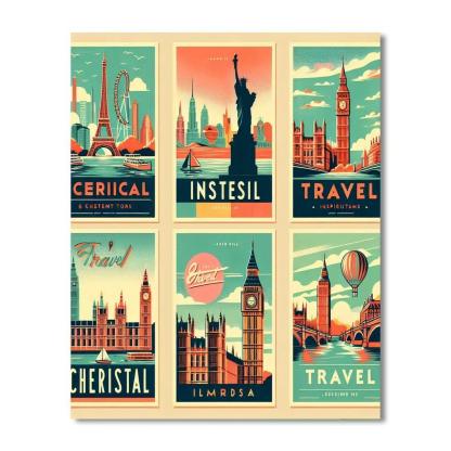 Inspiring Vintage Travel Posters Numbered Painting Kits