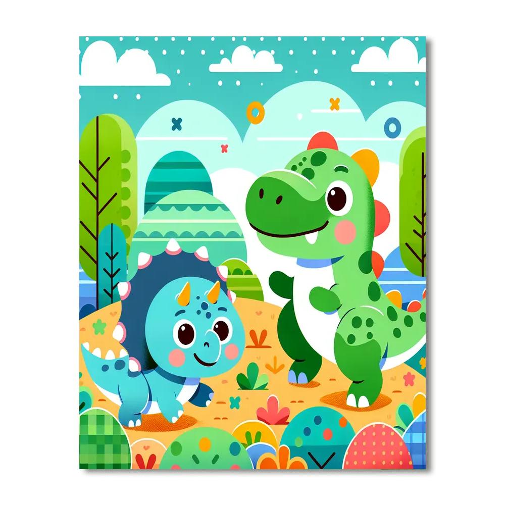 Joyful Dinosaurs In Adventure Land DIY Paint By Numbers