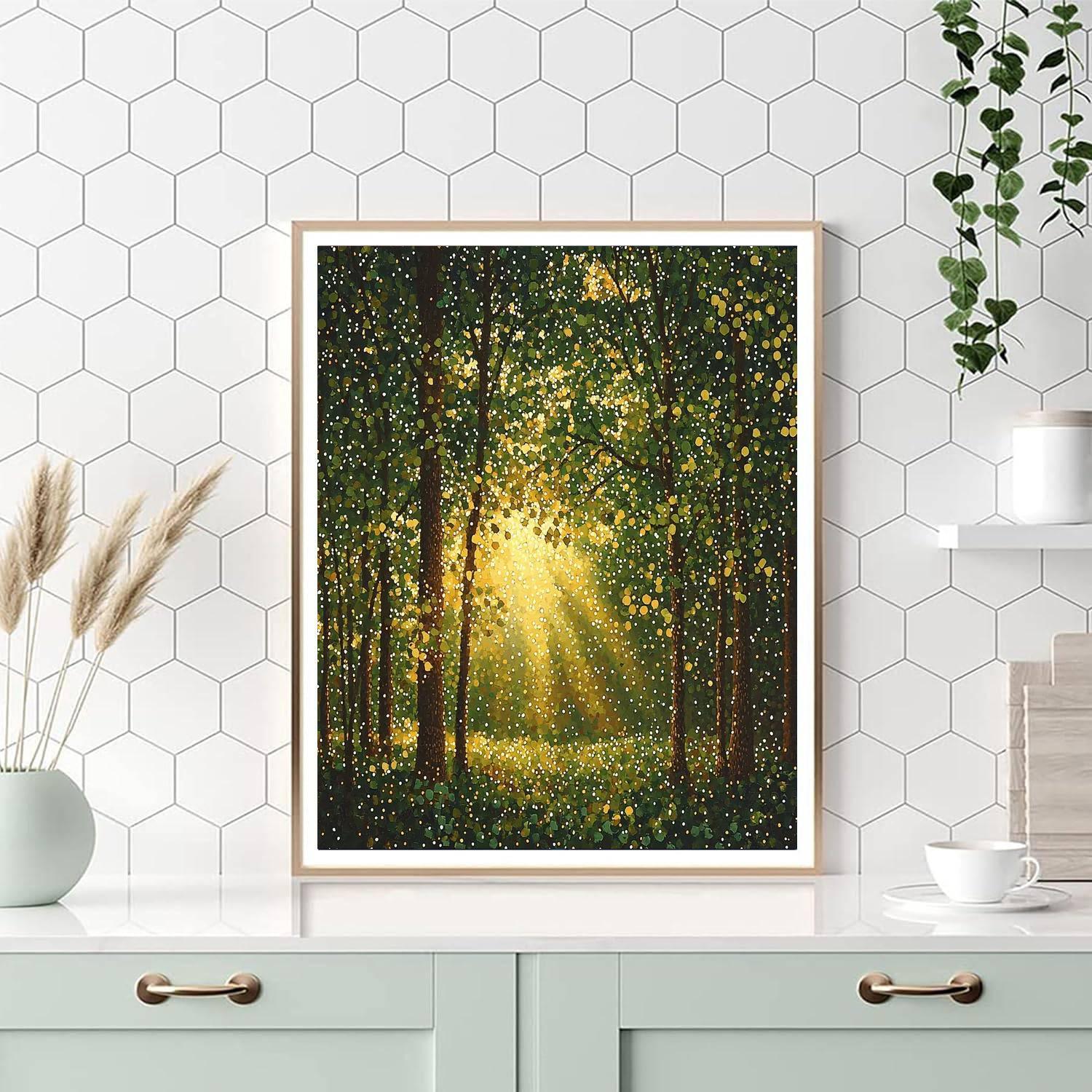 Georges Seurat Inspired Forest Dawn Symphony  DIY Paint By Numbers