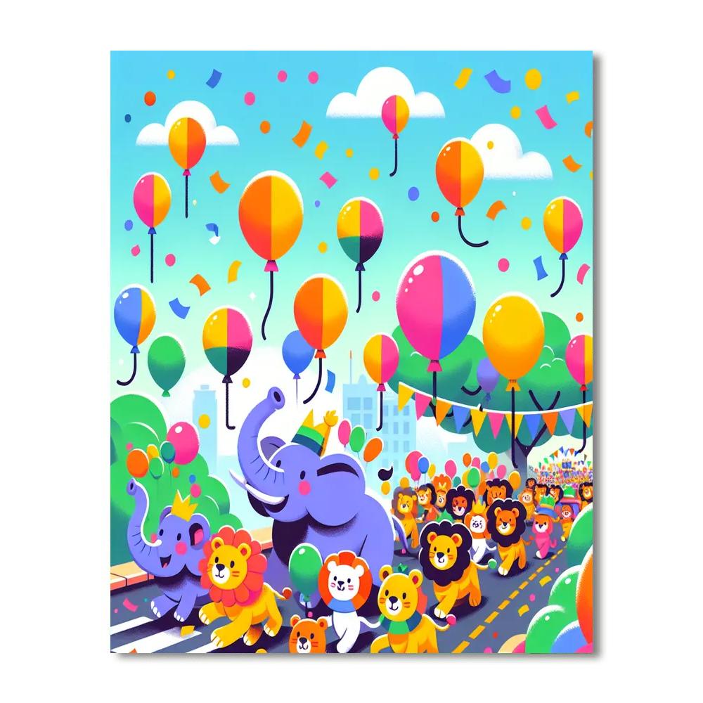 Cheery Animal Parade Painting Number Kit