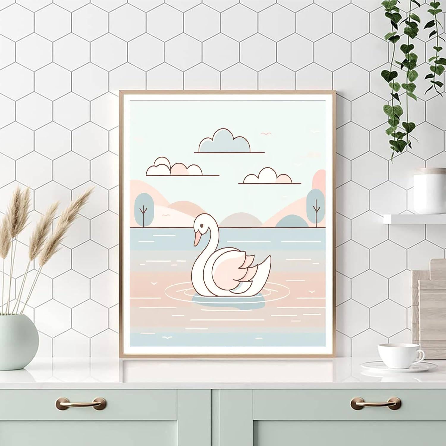 Serene Swan Sanctuary Painting Number Kit