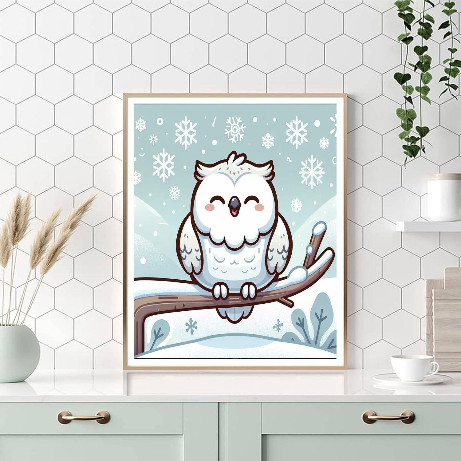 Happy Snowy Owl Paint By Numbers Art