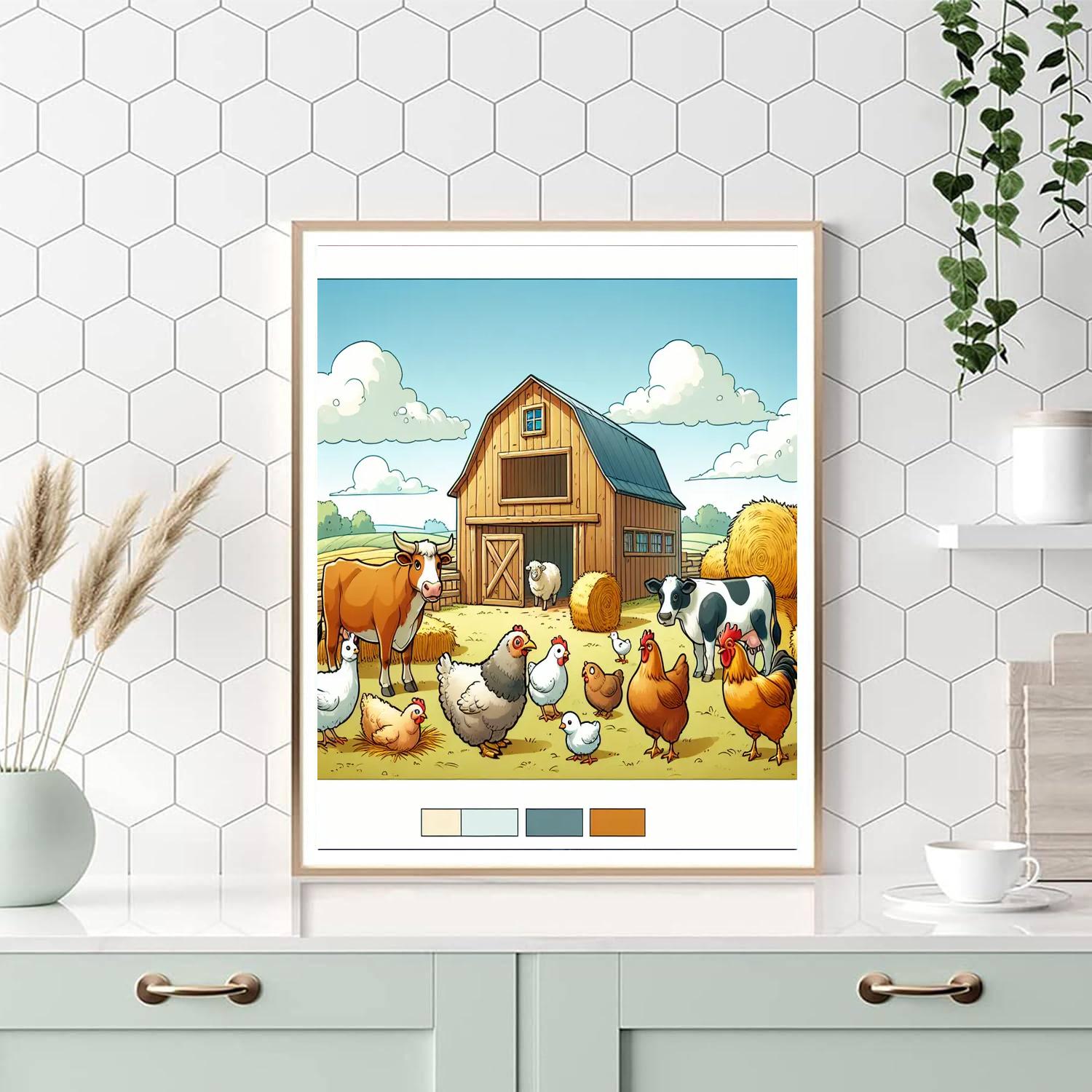Cozy Farmyard Gathering Paint By Numbers Art