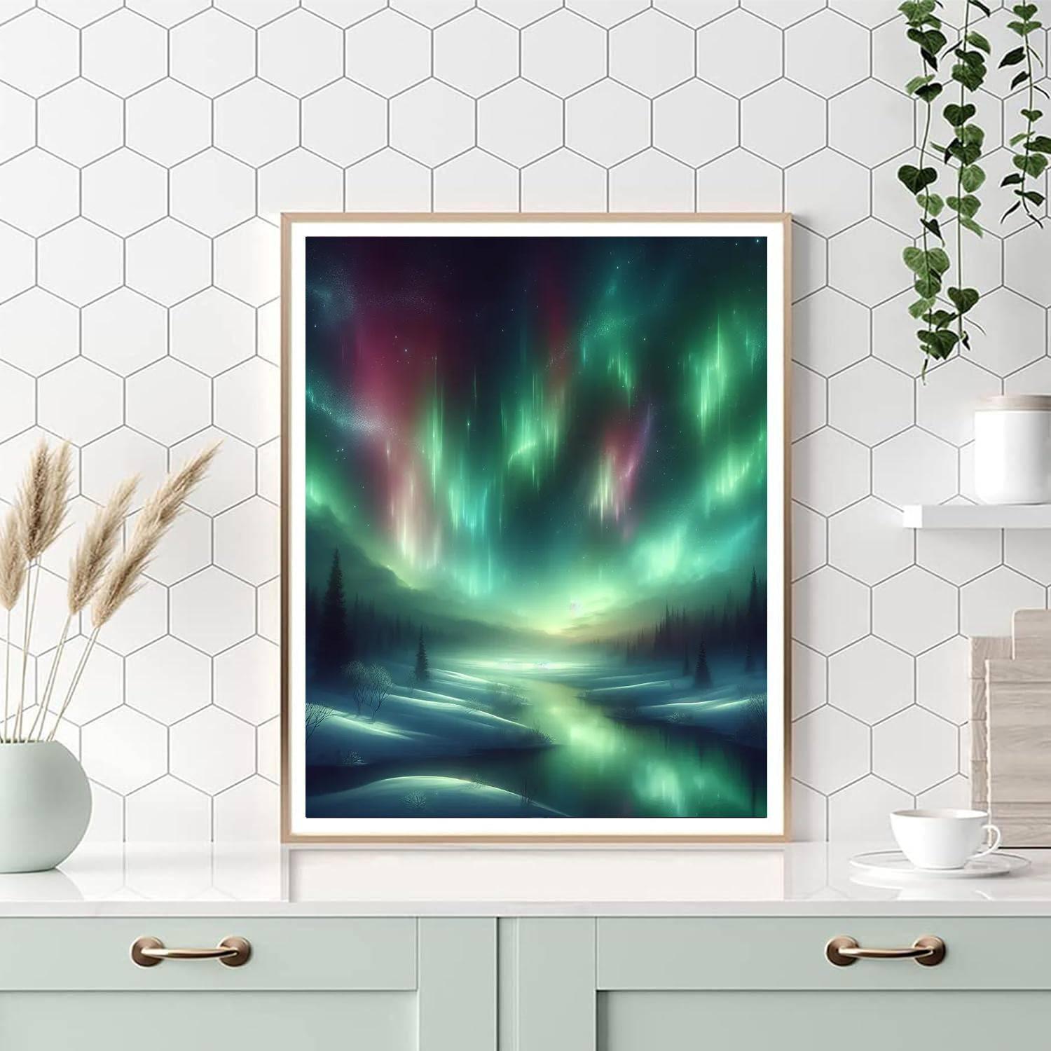 Mystical Aurora Skies Painting Number Kit