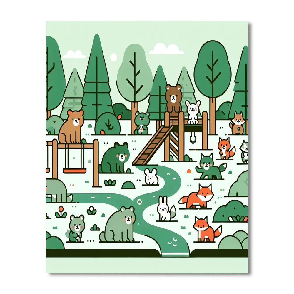 Nature's Playground With Forest Animals Paint By Number