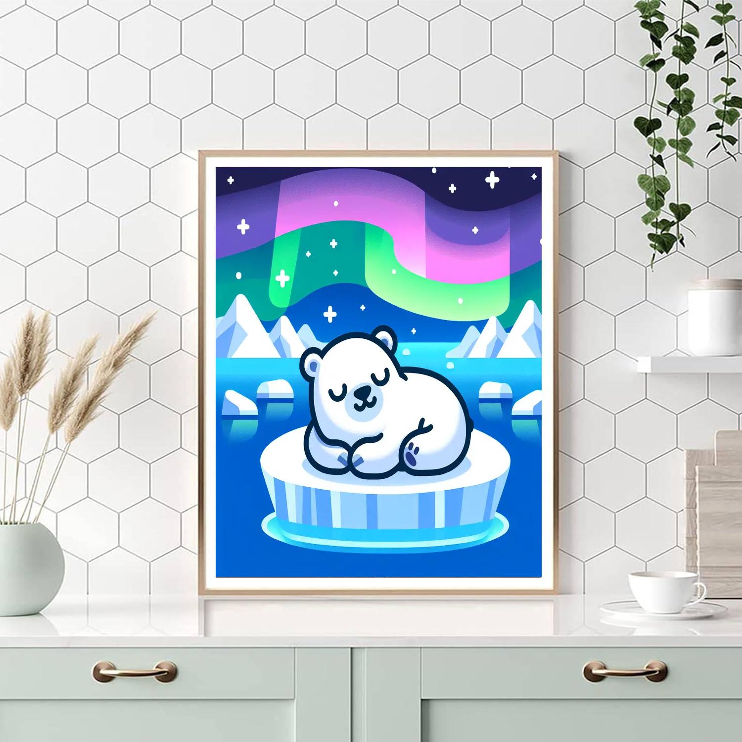 Cuddly Polar Bear Dreams Paint By Numbers Art