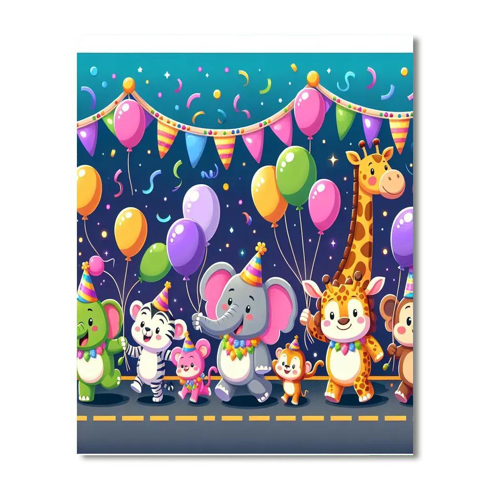 Festive Animal Parade Paint By Number