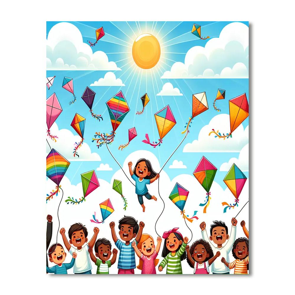 Vibrant Colorful Kites Painting By Numbers Kit
