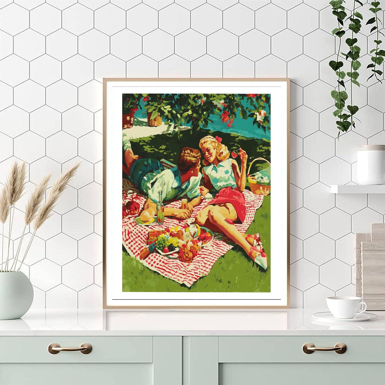 A Family Picnic Numbered Painting Kits