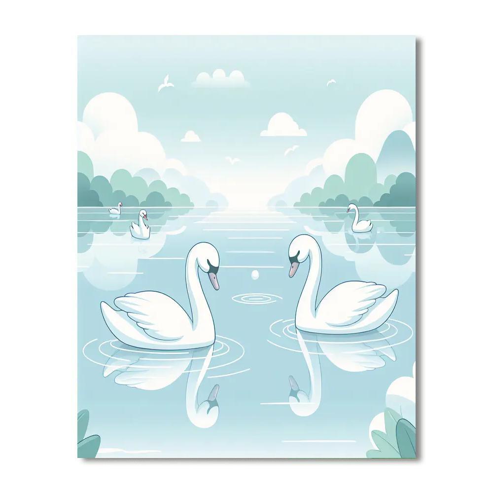 Serene Swan Symphony Number Painting