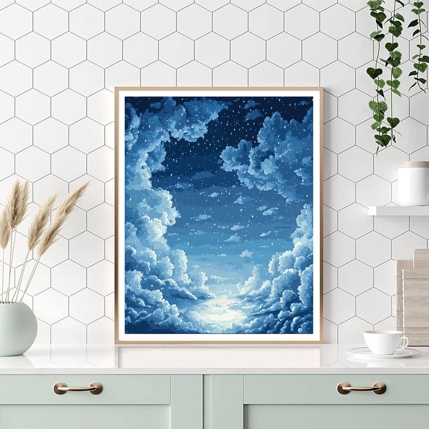 Zhao Mengfu Inspired Tranquil Nights Under The Stars  Paint By Color