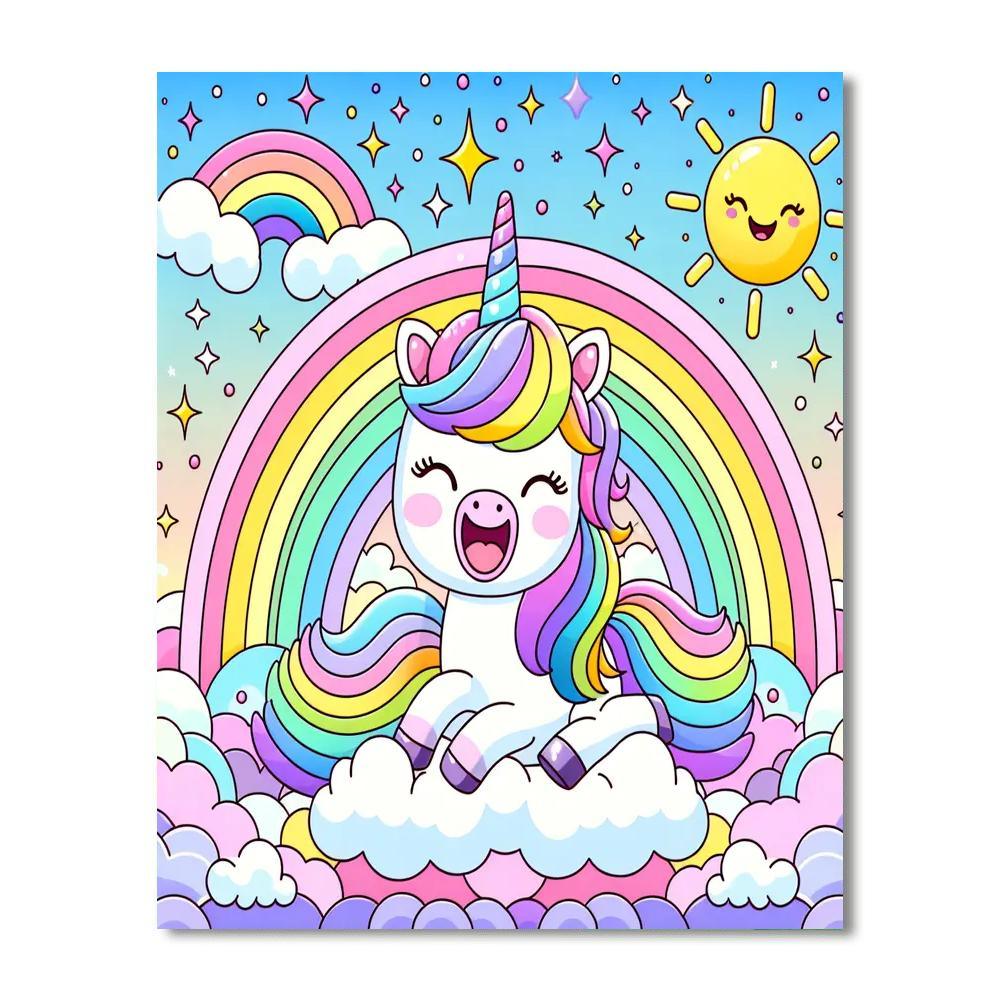 Joyful Rainbow Unicorn DIY Paint By Numbers