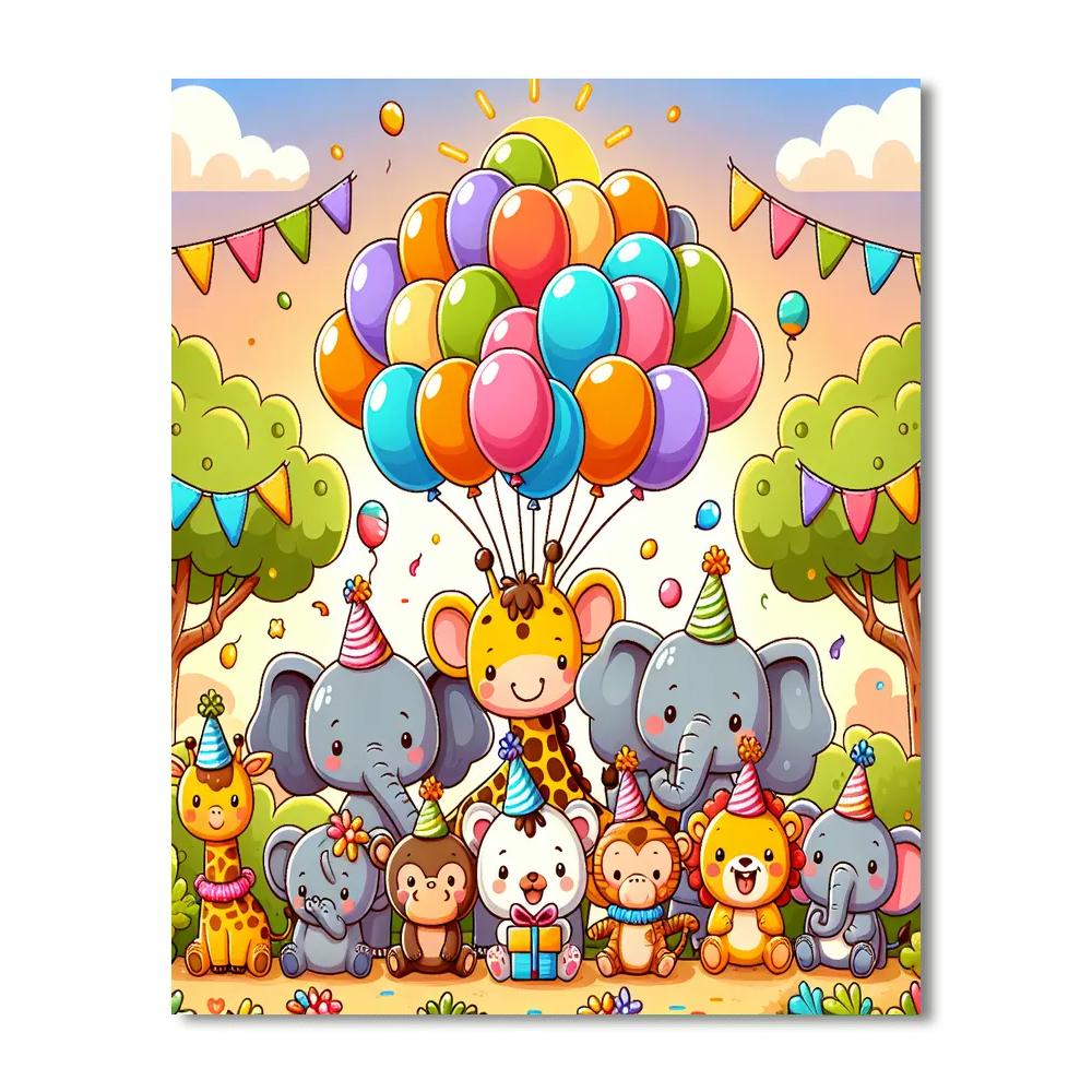 Happy Animal Friends Party Paint By Numbers