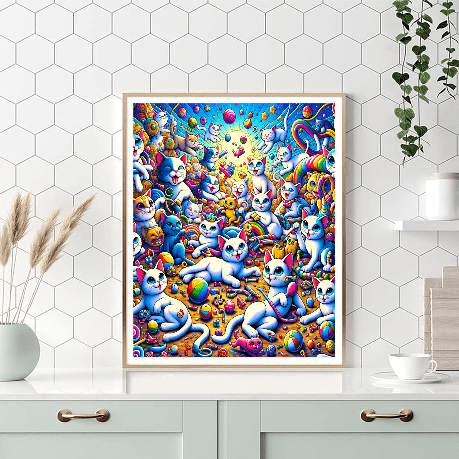 Whimsical Cat Parade Number Painting