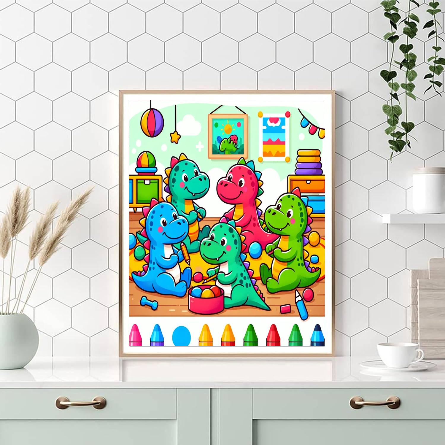 Playful Dino Daycare Paint By Numbers Art