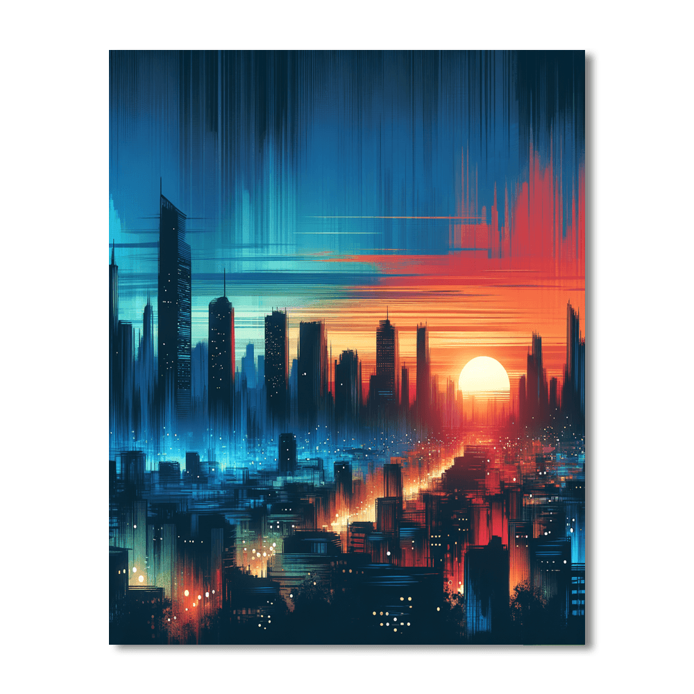 Urban Skyline At Twilight DIY Paint By Numbers