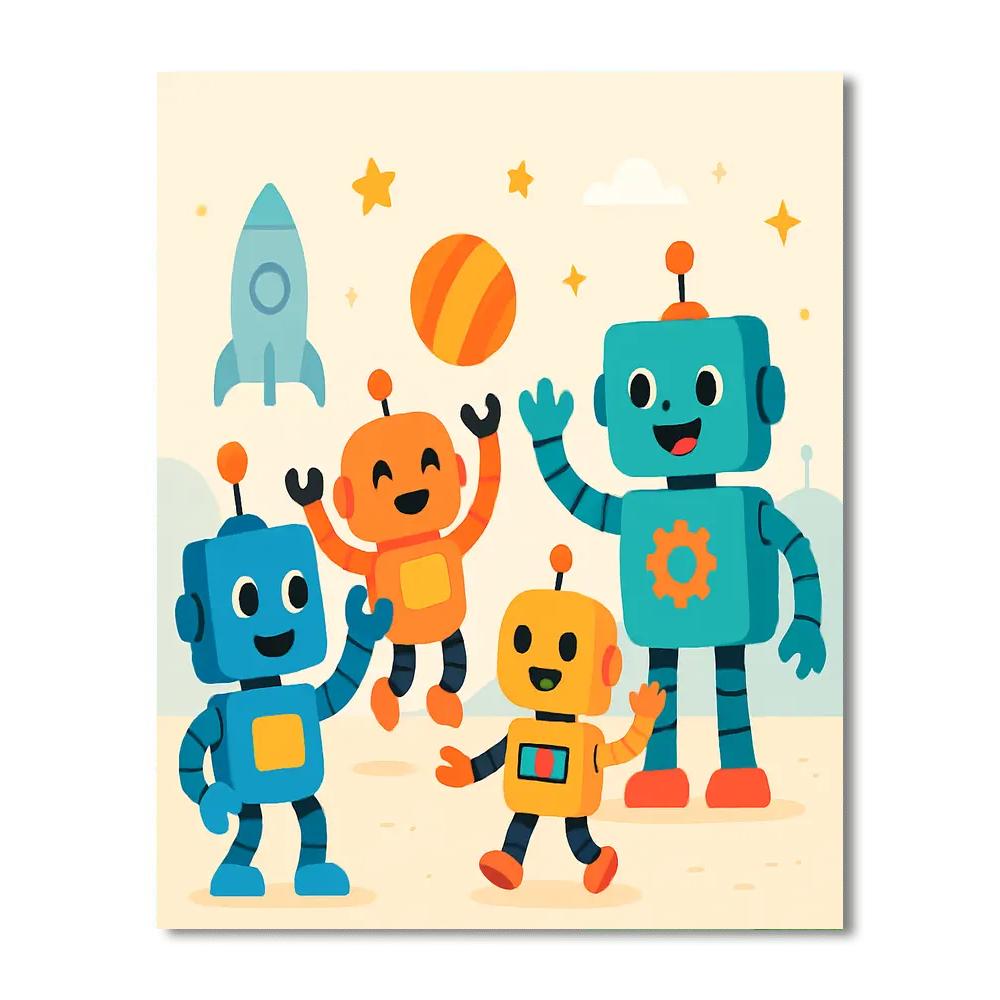 Cute Robot Adventures Numbered Painting Kits