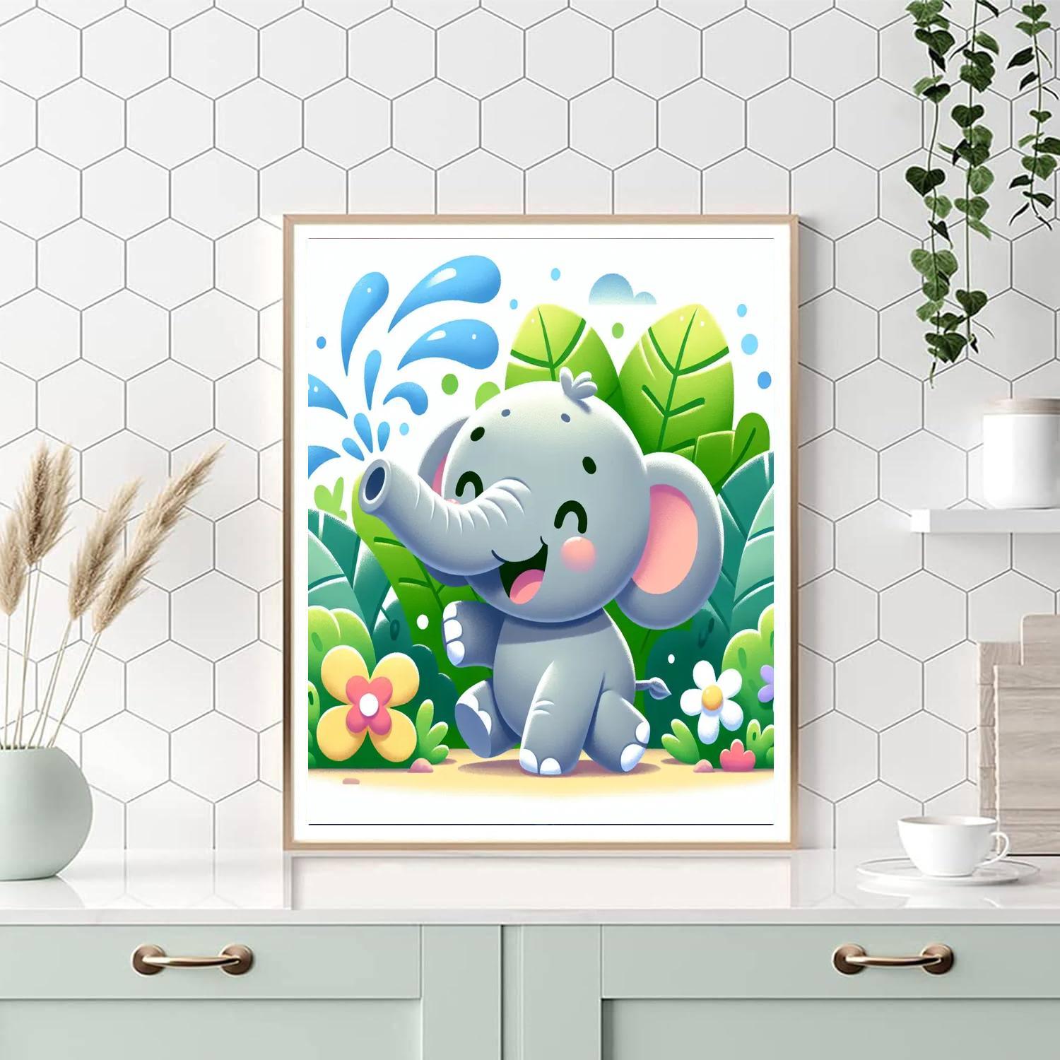Adventurous Little Elephant Paint By Numbers Art