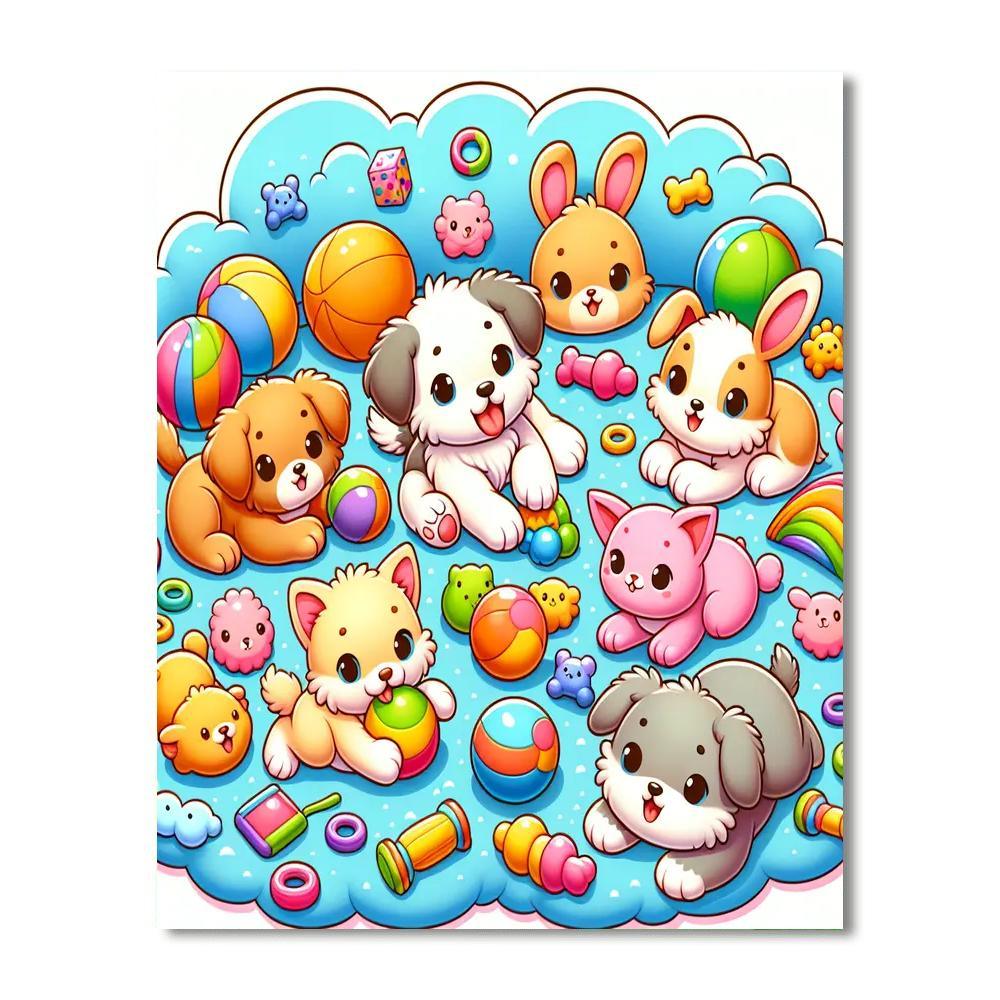 Cute Animal Playtime Paint By Number