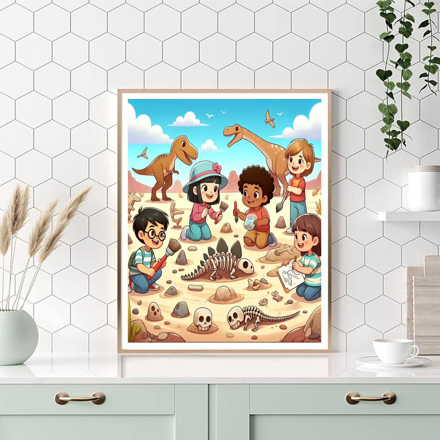 Dinosaur Dig Site Number Painting