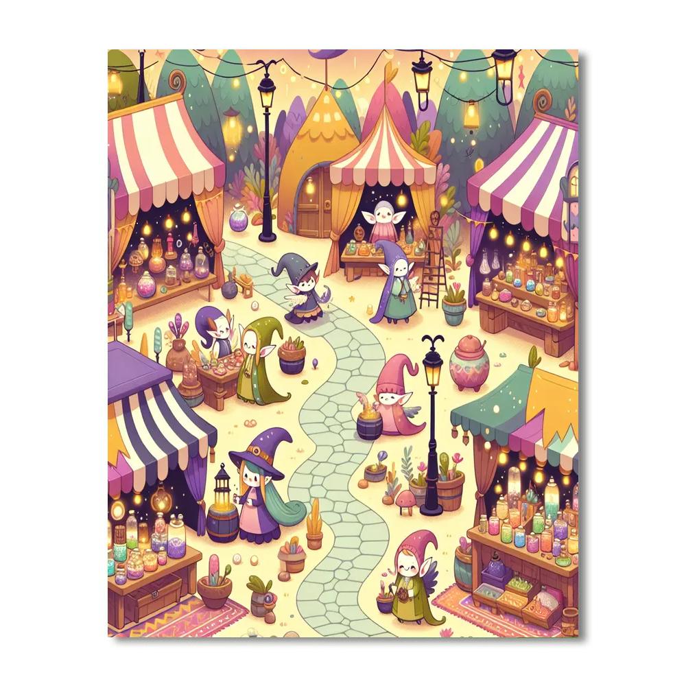 Magical Market Fair Paint By Numbers Art