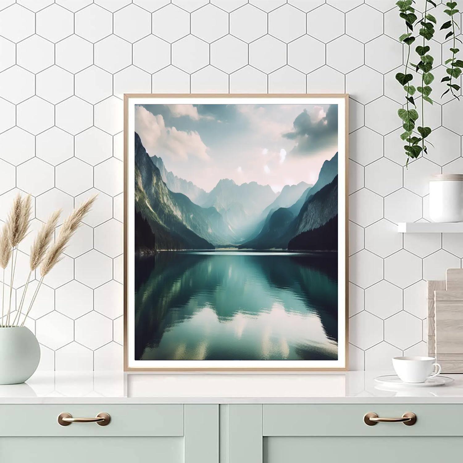 Quiet Mountain Lake Number Painting