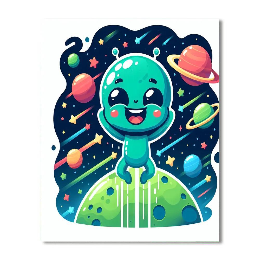 Bouncy Space Alien DIY Paint By Numbers