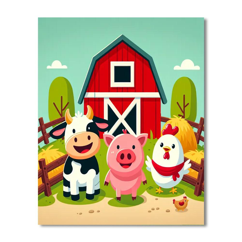 Cheery Farmyard Animals Day Paint By Numbers Kits