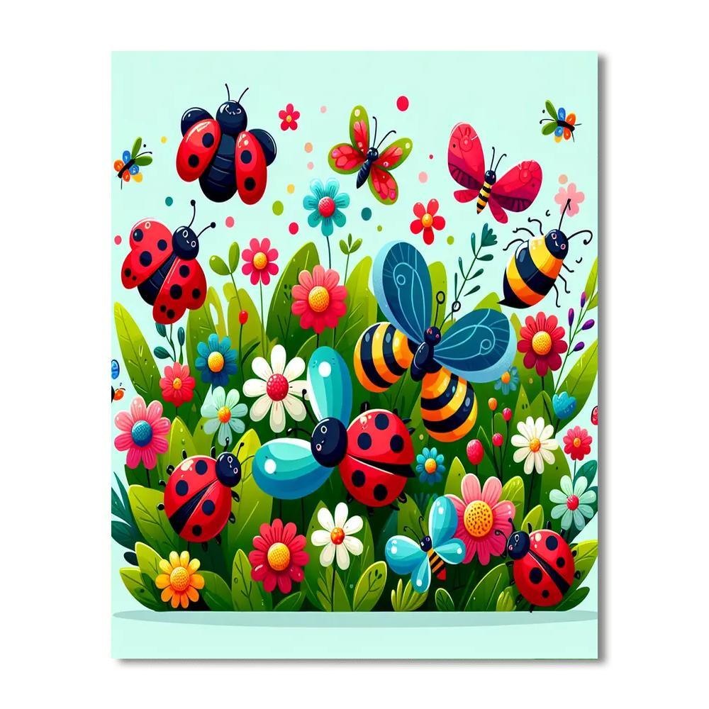 Lively Garden Bugs Numbered Painting Kits
