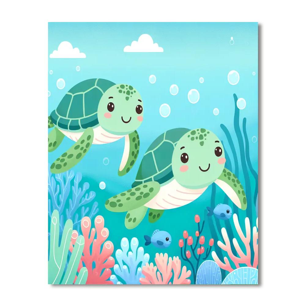 Gentle Sea Turtles Paint By Numbers Art