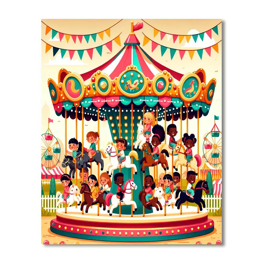 Colorful Carnival Carousel Painting By Numbers Kit