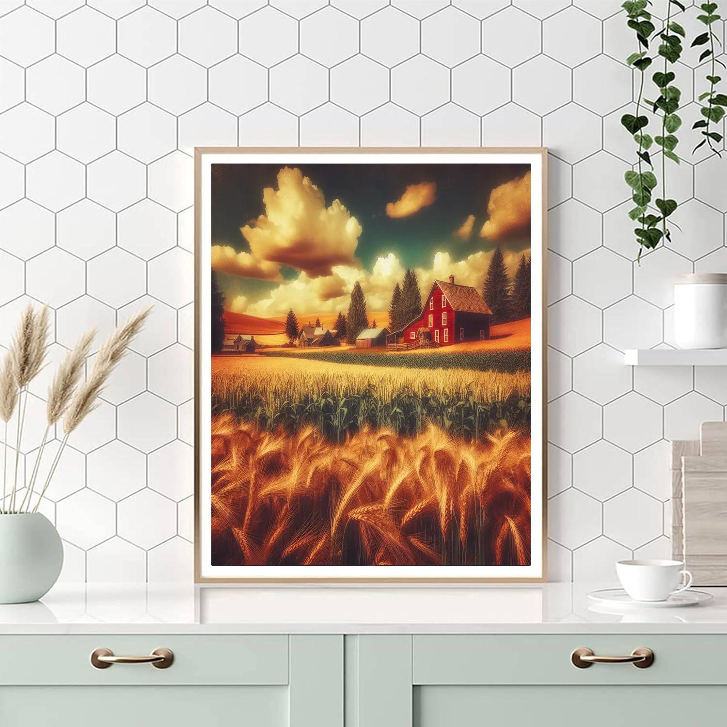 Charming Countryside Homestead Painting By Numbers Kit