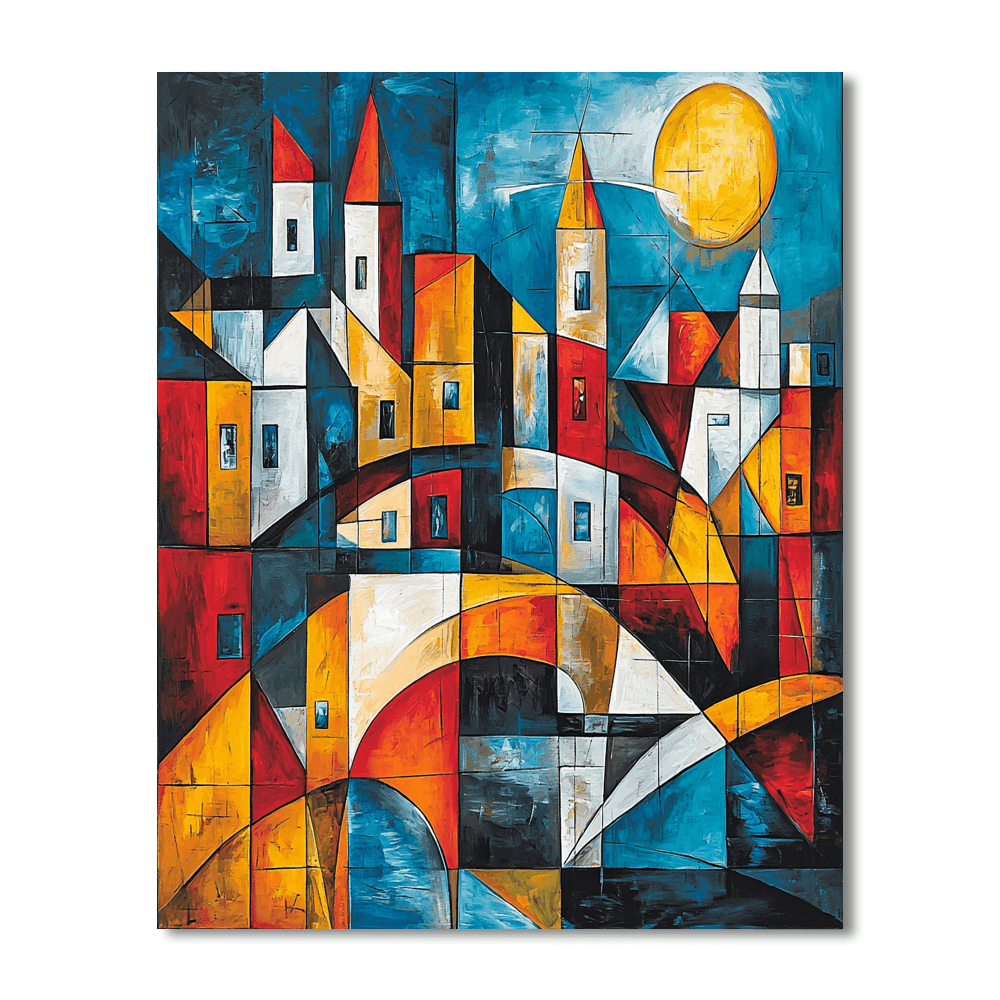 Pablo Picasso Inspired Cubist City Lights  Paint By Color
