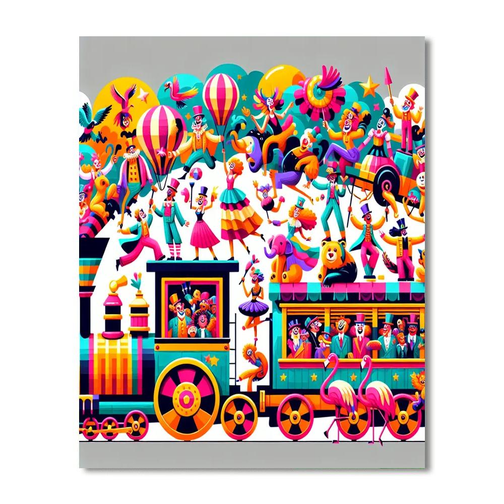 Circus Train Journey Number Painting