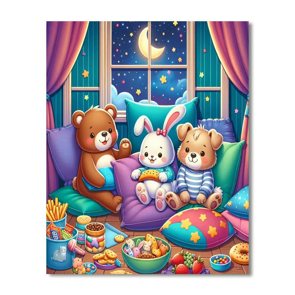 Cuddly Animal Sleepover Paint By Numbers