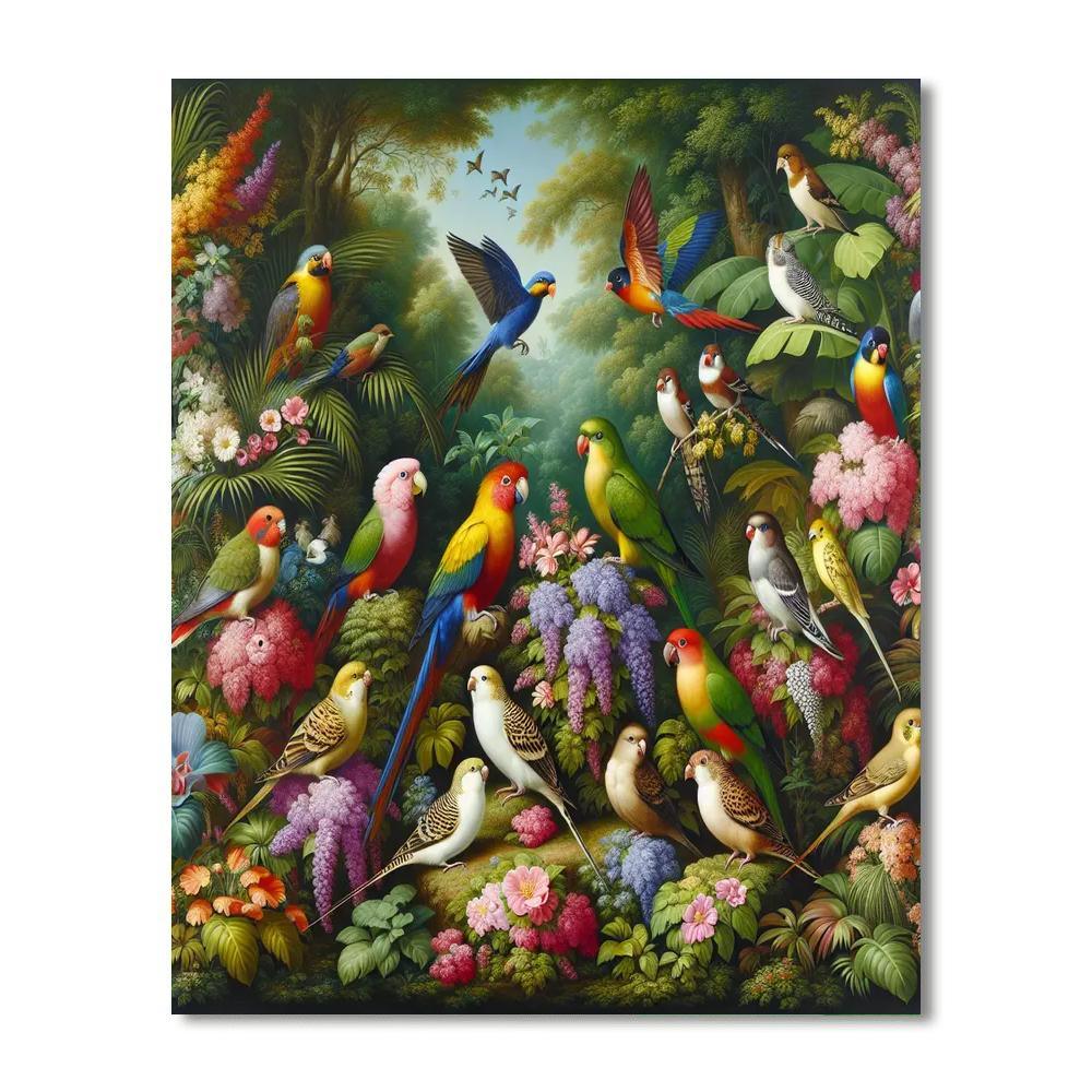 Whimsical Bird Paradise Paint By Numbers Art