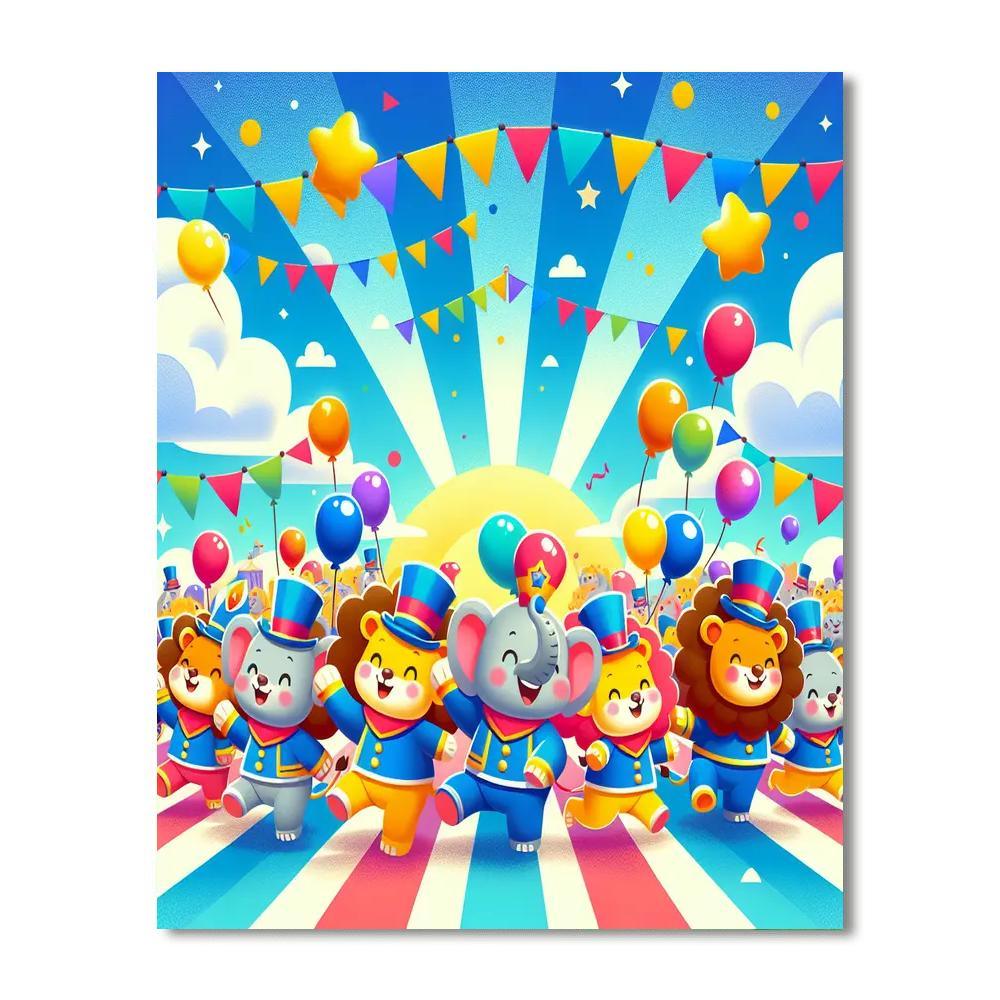 Fanciful Animal Parade For Kids Numbered Painting Kits