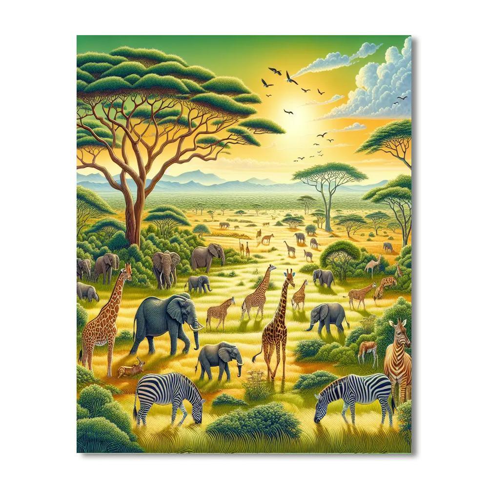 African Wildlife Adventure Painting By Numbers Kit