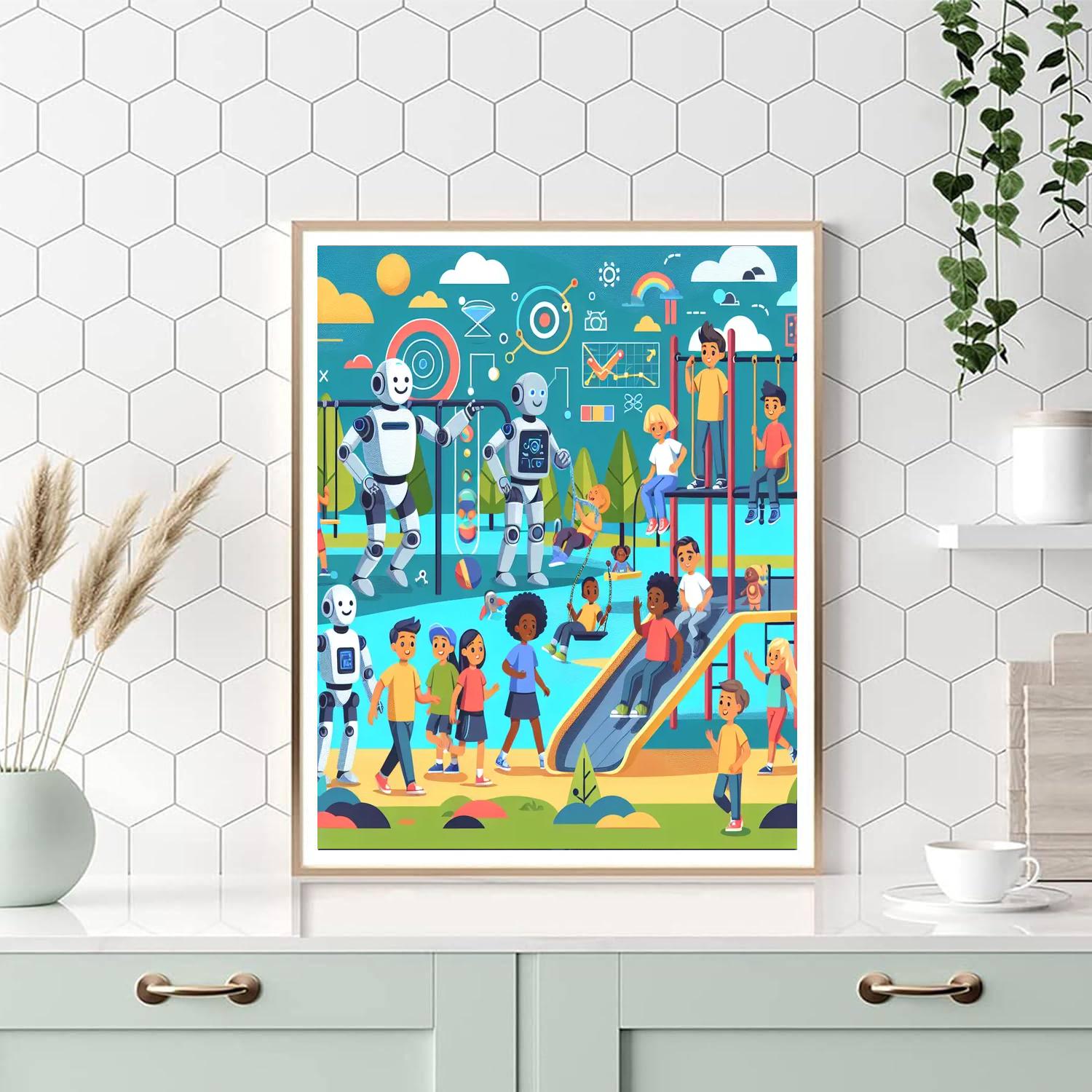Robotic Play Park Paint By Numbers Art