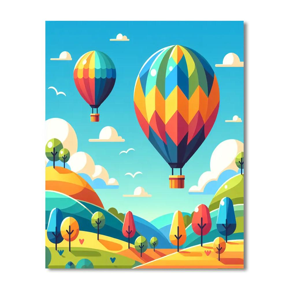 Adventurous Air Balloon Ride Number Painting