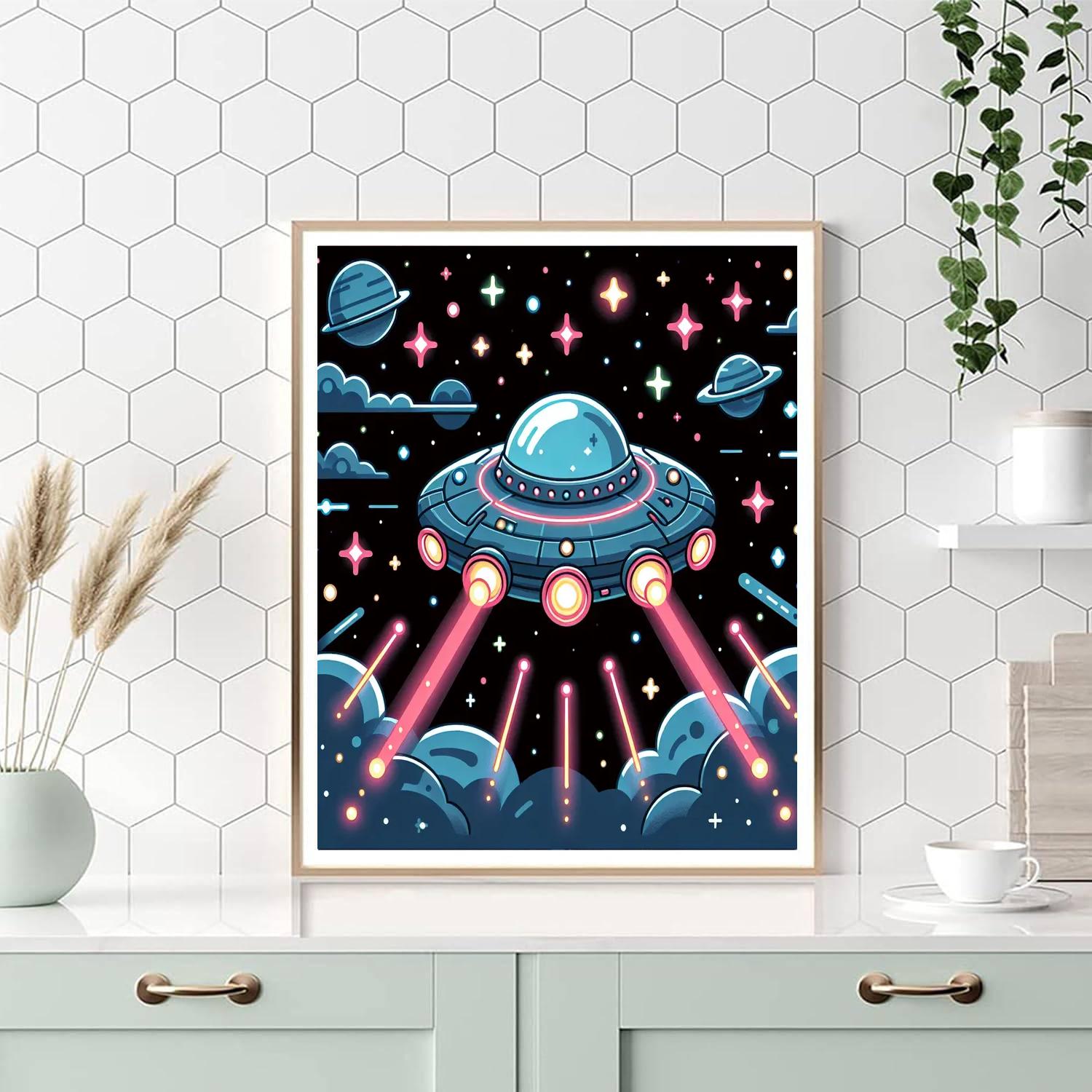 Galactic Spaceship Paint By Numbers Art
